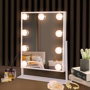 lot 1617 image: Hansong Vanity Mirror with Lights Lighted Makeup Mirror with 9 LED Bulbs Plug in Light Up Makeup Mirror with Lights 360 Rotation with 10x Magnifying Mirror Tabletop