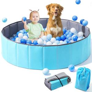 lot 1619 image: Hikiddy Large Ball Pit for Toddlers - 44in Baby Ball Pool with Playmat, Hold Over 1000 Balls, Foldable Play Pit for Kids Dogs Indoor and Outdoor Games, Party Toys Gifts, Balls Not Include (Blue)