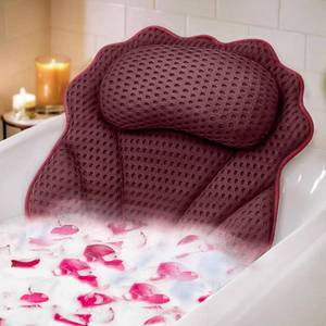 lot 1626 image: Bath Pillow RUVINCE Ergonomic Luxury Bathtub Pillow with Head,Neck, Shoulder and Back Support, 4D Bath Pillows for tub with 6 Powerful Suction Cups, Fits All Bathtub, Spa Tub, Hot Jacuzzi (Dark red)