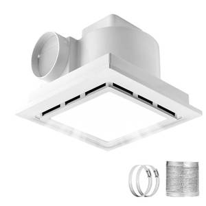 lot 1643 image: RLOZUI Bathroom Exhaust Fan with Light, 120 CFM Quiet Ventilation Fan with 6200K 12W LED Light 1.0 Sones Low Noise, 4 Inch Duct Quiet Square Ceiling Mount Vent Fan for Shower, Bathroom, Office, Home