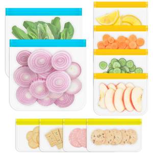 lot 2003 image: Reusable Gallon Freezer Bags, 10 Pack Dishwasher Safe Silicone Food Snack Storage Bags with 3 Sizes for Marinate Meats, Sandwich, Lunch, Cereal, Back to School Supplies