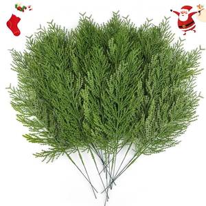 lot 2005 image: Hananona 40 Pcs Artificial Cedar Picks Faux Cedar Branches Fake Cypress Stems Plastic Pine Greenery Christmas Picks and Sprays DIY Accessories for Crafts Wreath Holiday Home Decor (40, Green)