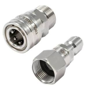 lot 2008 image: Tool Daily Pressure Washer Adapter Set with Swivel, M22 14mm to 38 Quick Connect, Stainless Steel Quick Disconnect Swivel for Power Washer Hose, 5000 PSI