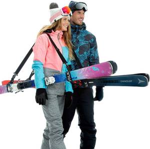 lot 2011 image: Volk Ski Strap and Pole Carrier - 2 Sets per Pack - Skiing Accessory for Easy Transportation of Your Ski Gear - Feel Comfortable Walking to and From the Mountain - Adjustable Size
