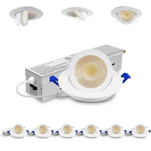 lot 2017 image: Adetu 2 Inch 5CCT Gimbal Led Recessed Lighting with Junction Box, 360°90° Adjustable Recessed Can Lights, 2700K3000K3500K4000K5000K Selectable, 5W Eqv 50W, 550LM Brightness - ETL (White,6 Pack)