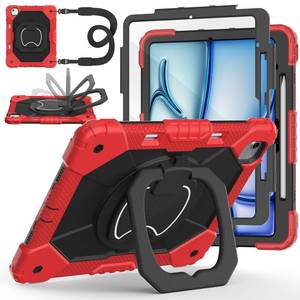 lot 2436 image: Case for iPad Air 13 Inch Case M3 2025 M2 2024, Auorld for iPad Air 13 Inch Case M3 2025 Case with Screen Protector, 360 Degree Rotating Stand Shoulder Strap Pencil Holder, Red Black