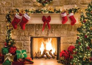 lot 2440 image: CYLYH 8x6ft Christmas Fireplace Theme Backdrop Christmas Backdrops for Photography Tree Sock Decorations for Xmas Party Supplies Photo Background