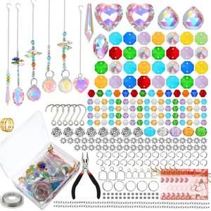 lot 2443 image: 460pcs DIY Suncatcher Kits for Adults, Stained Glass Kit Sun Catcher Beads Craft Kits for Adults, Hanging Prism Sun Catcher with Crystals Ball Indoor Window Home Wedding Decor Gifts