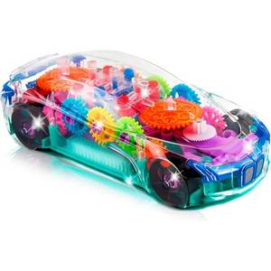 lot 2446 image: ArtCreativity Light Up Transparent Sensory Car Toy for Kids, 1PC, Bump and Go Toy Car with Colorful Moving Gears, Music, and LED Effects, Easter Toys for Toddlers, Great Birthday Gift Idea