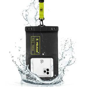 lot 2450 image: Pelican Marine - IP68 Waterproof Phone Pouch (XL Size) Floating Waterproof Phone Case - Beach Cruise Ship Travel Essentials - Works with All Phones - Detachable Lanyard - BlackHi-Vis Yellow