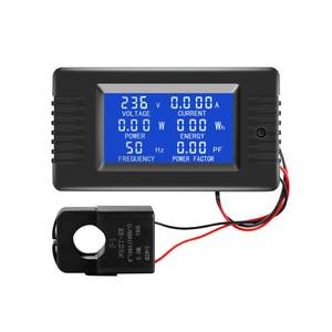 lot 2451 image: AC Current Voltage Amperage Power Energy Panel Meter LCD Digital Display Ammeter Voltmeter Multimeter with Split Core Current Transformer CT AC 80-260V 100A Multi-Function Power Monitor