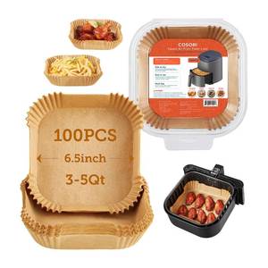 lot 2465 image: COSORI Air Fryer Liners, 100 PCS Square Disposable Paper Liners, Non-Stick Silicone Oil Coating, Little to No Cleaning, 6.5 Unbleached Food Grade, Resistant to 465°F, Thickened Not Easy to Break