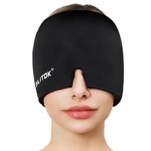 lot 2469 image: EXQUISLIFE Migraine Headache Relief Cap, Gel Ice Head Wrap, Hot and Cold Therapy, Headache Eyes Mask for Sinus, Puffy Eyes, Tension and Stress Relief (Black)