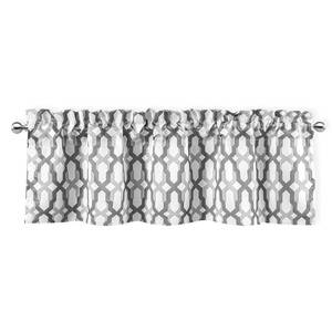 lot 2482 image: DriftAway Mason Geometric Trellis Pattern Window Curtain Valance Rod Pocket 52 Inch by 14 Inch Plus 2 Inch Header Gray