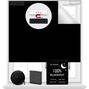 lot 2485 image: 100% Blackout Blind Magnetic Window Cover 118 x 57Inch,No Drill,Cut Any SizeShape,Portable Black Out Shades Curtains for Nursery Bedroom,Rv,Media Room with Magnetic Closure