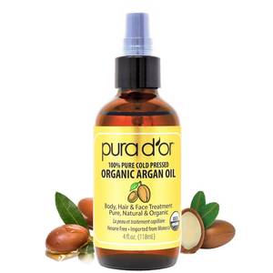 lot 2491 image: PURA DOR 4 Oz Organic Moroccan Argan Oil �� 100% Pure Cold-Pressed Virgin Grade �� Lightweight Moisturizer for Skin, Face, Body & Hair �� Helps Dry Skin, Scalp Care, Split Ends, Nails & Cuticles