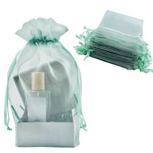 lot 2492 image: QIANF 20 Pcs 8x12 Light Green Sheer Organza Gift Bags with Drawstring, Large Mesh Pouch Goodie Bags Candy Jewelry Wedding Party Favor Bags Gift Wrapping Supplies