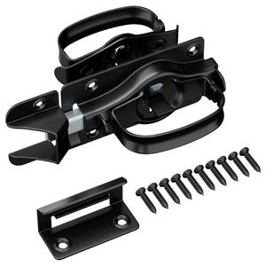lot 2496 image: SANKINS Swinging Shed Door Latch, Barn Door Latch for Interior & Exterior, Heavy Duty Gate Door Latch Shed Door Handle, Double Sided Gate Latch for Wooden Fence, Shed Door, Vinyl, Metal Gates