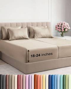 lot 3087 image: Extra Deep Split King Sheet Set - 7 Piece Breathable and Cooling Sheets - Hotel Luxury Bedding for Women, Men, Kids & Teens - Easy Secure Fit - Soft, Wrinkle Free & Comfy - Extra Deep Pockets - Cream