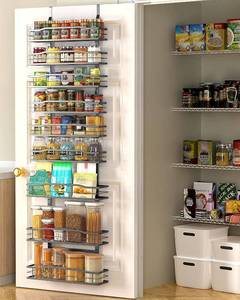 lot 3093 image: Moforoco 9-Tier Over The Door Pantry Organizer, Pantry Organization and Storage, Black Hanging Basket Wall Spice Rack Seasoning Shelves, Home & Kitchen Bedroom Bathroom House Essentials