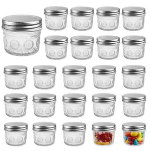 lot 3094 image: Amzcku 4 oz Glass Mason Jars with Regular Mouth Lids - 24-Pack Glass Canning Jars for Storage, Overnight Oats, Jam, Jelly, Honey, Beans, Spices, Wedding Favors, Shower Favors