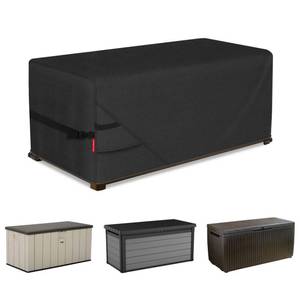 lot 3947 image: Porch Shield Patio Deck Box Storage Cover - 600D Outdoor Waterproof Cover for 150-230 Gallon Box Tear Resistant Rectangular Fire Pit Table Covers 62 x 29 x 28inch Black