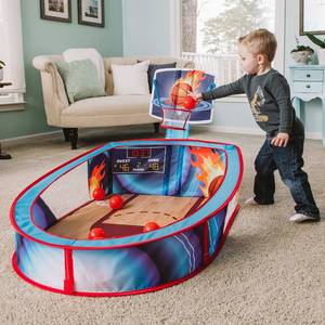 lot 3959 image: Large Basketball Sport Pop Up Ball Tent with Basketball Hoop and 20 Soft Balls for Toddler Kids, Folds for Easy Storage