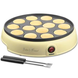 lot 3960 image: Bakers Friend Mini Pancakes Maker Machine, Dutch Mini Pancake Griddle, 14 Holes Electric Poffertjes Pan, Ideal for Breakfast, Snacks, Desserts & More, Yellow