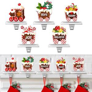 lot 3964 image: Wonderjune Christmas Stocking Holders for Mantle Set of 6 Resin Stocking Hangers for Mantel Snowman Santa Claus Figurines Weighted Fireplace Hooks for Xmas Winter Holiday Decorations (Train)