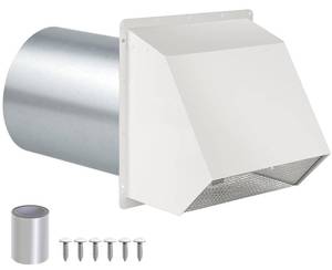 lot 3967 image: 4 Inch Dryer Vent Cover Outside Hooded Wall Vent with Screen and Damper, Exhaust Vent Wall Mount Exterior Wall Vents Cover Cap for Dryer Ventilation&Outdoor Air Exhaust,Galvanized Steel,White