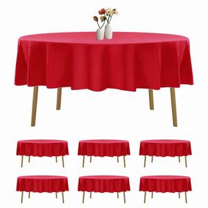 lot 3980 image: luccido 6 Pack Round Tablecloth 90 Inches Red Table Cloth Stain and Wrinkle Resistant Washable Polyester Fabric Table Cover for Party, Wedding and Banquet Decoration