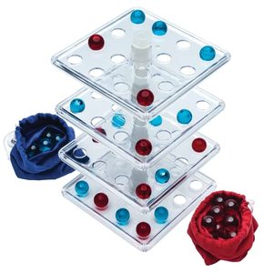 lot 4306 image: Jokari Take the Tower 3D Strategy Board Game for 2 To 4 Kids or Adults of Any Age. Easily Attach Rotating Playing Surfaces, Like Connect 4 Try to Align 4 Marbles, Turn a Level to Alter Opponents Plan