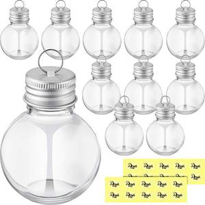 lot 4323 image: Patelai 12 Pieces Christmas Drink Balls Clear Shot Glass Ornaments 50 ml Plastic Fillable Tree Ornaments Xmas Water Bottle Bulbs with Stickers for Holiday Wedding Party Decor (Silver)