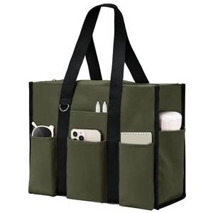 lot 4324 image: Becokan Large Tote Bag for Women Waterproof with 12 Pockets Top Zipper Closure Utility Teacher Nurse Bags for Work School
