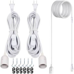 lot 4327 image: JACKYLED Extension Hanging Lantern Cord Cable 2-Pack 20ft UL 360W with E26 E27 Socket OnOff Button Pendant Lighting