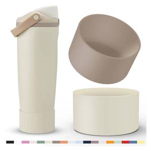 lot 4333 image: 2 Pcs Silicone Boot for Owala 40oz & 30oz FreeSip Sway Tumblers, Protective Bottom Bumper Anti-Slip Sleeve Accessories for FreeSip Sway Water Bottles, Dishwasher Safe and BPA Free(CreamAlmond Rose)
