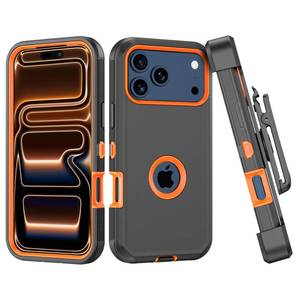 lot 4342 image: TMIDVFV Compatible with iPhone 17 Pro Max Case, with Belt Clip Holster Heavy Duty Rugged Shockproof Full Body Protection Kickstand Cover for iPhone 17 Pro Max Phone (BlackOrange)