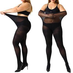 lot 4368 image: MANZI Womens Control Top Plus Size Tights for Women High Waist Opaque Pantyhose 2 Pairs Black XXX-Large