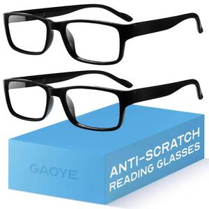 lot 4369 image: Gaoye 1.25 2-Pack of Reading Glasses - Blue-Light Filter, UV Protection - Readers with Rectangle Frames