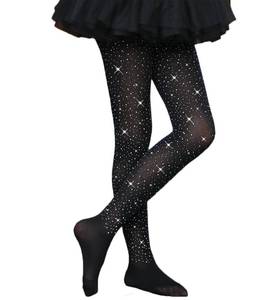 lot 4375 image: VINICUNCA Girls Sparkle Rhinestone Tights Ultra-Soft Footed Dance Stockings Cospaly Accessories (US, Alpha, Medium, Regular, Black)
