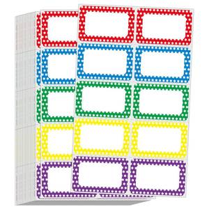 lot 4377 image: L LIKED 200 Name Tags Stickers, Colorful Star Border, 3.5 x 2.25 Name Labels for School Office Home (200 Labels)