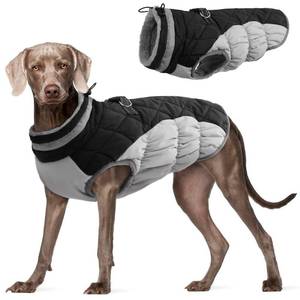 lot 4378 image: FUAMEY Dog Coat for Large Dogs,Waterproof Dog Winter Jacket with Harness Built in Puppy Cold Weather Coats Reflective Pet Vest with Zipper Warm Fleece Dogs Snowsuit Windproof Black L
