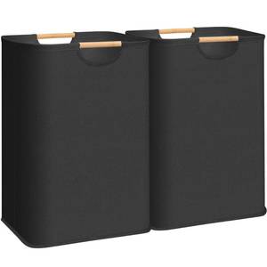 lot 4381 image: STORAGE MANIAC 2-Pack Large Laundry Hamper, 80L (21.1 Gal) Collapsible Laundry Basket with Bamboo Handles, Freestanding Waterproof Clothes Hamper for Laundry Room, Bedroom, Dorm, Towels, Toys, Black