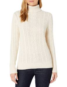 lot 4383 image: Amazon Essentials Womens Fisherman Cable Turtleneck Sweater (Available in Plus Size), Cream, XX-Large