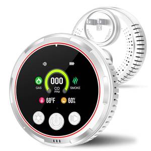 lot 4385 image: DOVERC 5-in-1 Plug in Smoke & Carbon Monoxide Detector & Combustible Natural Gas Combination HD Screen Smoke CO Gas Temp Humidity Sensor for Home Hotel RV