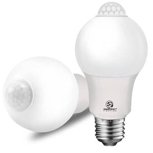lot 4389 image: Energetic Motion Sensor Light Bulb, 60 Watt Equivalent (8.5W), IndoorOutdoor Automatic Activated by Motion, A19, E26, 5000K Dusk to Dawn Security Bulbs for Entrance, Porch, Stairs, Hallway, 2 Pack