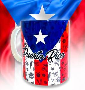 lot 4400 image: Puerto Rico Coffee Cup - Tiano Boricua Design  Unique Puerto Rican Style Ceramic Mug for Coffee and Drinks (White)
