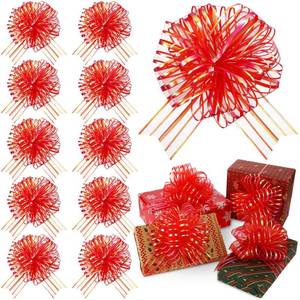 lot 4404 image: Poen 12 Pcs Christmas Large Pull Bows for Gift Wrapping 8 Xmas Red Ribbon Pull Bows Christmas Gift Bow for Presents Wedding Baskets Wrapping Boxes Wine Bottles Flower Holiday Decorations
