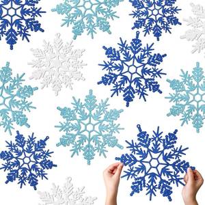 lot 4414 image: Gerrii 12 Pcs Christmas Plastic Snowflake Ornaments 12 Inches Christmas Tree Hanging Decorations DIY White Blue Large Snowflake for Home Xmas Winter Window Party Decor