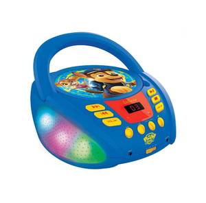 lot 5588 image: Lexibook - Paw Patrol - Bluetooth CD Player for Kids �� Portable, Multicoloured Light Effects, Microphone Jack, Aux-in Jack, AC or Battery-Operated, Girls, Boys, BlueRed, RCD109PA